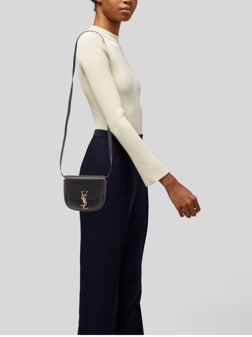Saint Laurent Black Leather Mini Kaia Crossbody - Picture 1 of 16